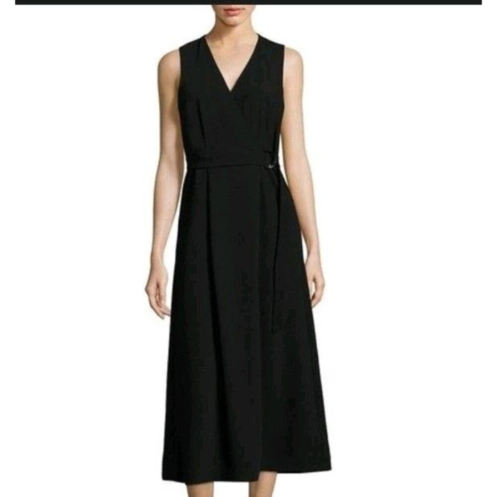 LK Bennett Gigi Cropped Wide-Leg Jumpsuit Black Sleeveless Belted V-Neck Sz 4